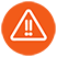 Orange circle with a triangle with two exclamation points indicating severe alert status