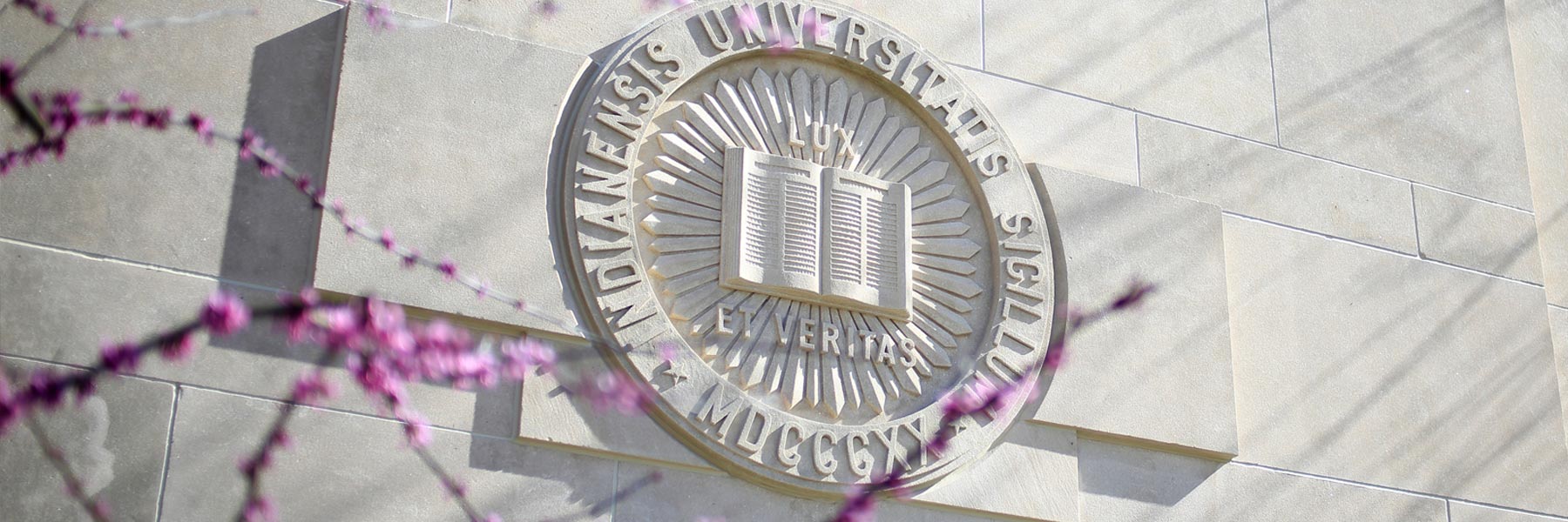The IU Seal, carved in limestone, official symbol of the university's power.