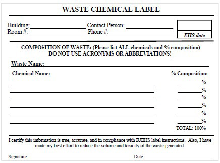 Waste chemical label