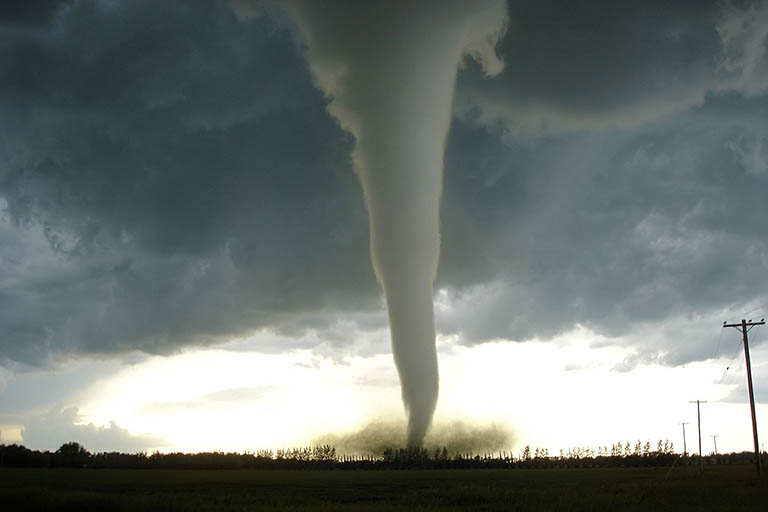 Picture of a tornado on a field
